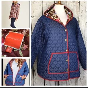ModCloth reversible quilted hooded jacket